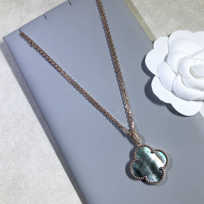 [Cadisa]CLOVER 25MM GOLD DARK MOP BIG CLOVER NECKLACE