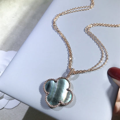 [Cadisa]CLOVER 25MM GOLD DARK MOP BIG CLOVER NECKLACE