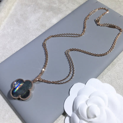 [Cadisa]CLOVER 25MM GOLD DARK MOP BIG CLOVER NECKLACE