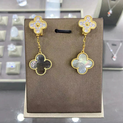 [Cadisa]CLOVER  2 MOTIFS  DIAMOND  EARRINGS (MULTIPLE CHOICESç´