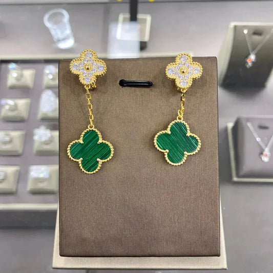 [Cadisa]CLOVER  2 MOTIFS  DIAMOND  EARRINGS (MULTIPLE CHOICESç´