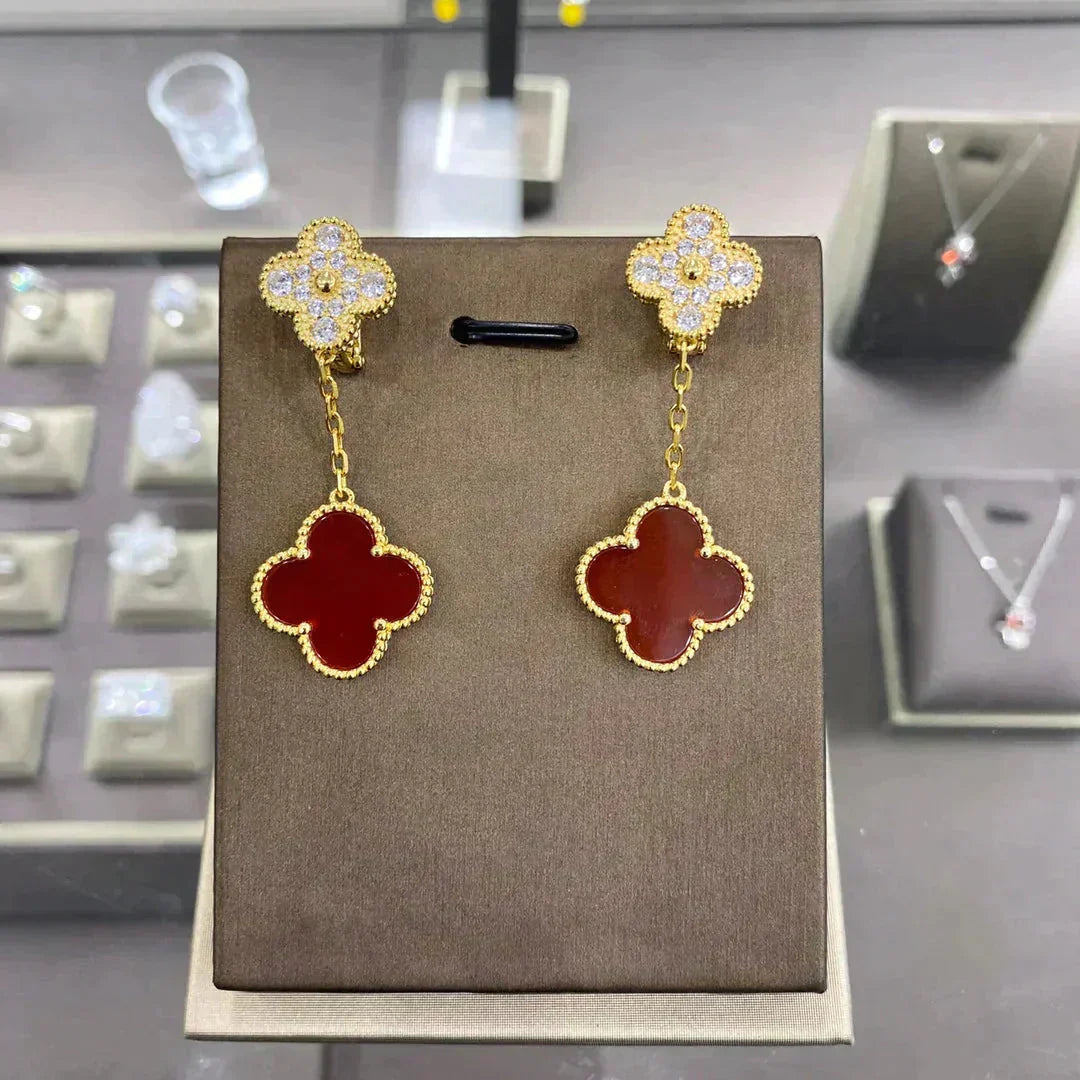 [Cadisa]CLOVER  2 MOTIFS  DIAMOND  EARRINGS (MULTIPLE CHOICESç´