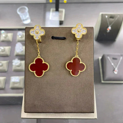 [Cadisa]CLOVER  2 MOTIFS  DIAMOND  EARRINGS (MULTIPLE CHOICESç´