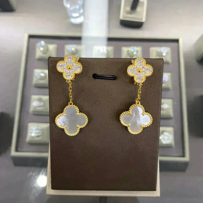[Cadisa]CLOVER  2 MOTIFS  DIAMOND  EARRINGS (MULTIPLE CHOICESç´