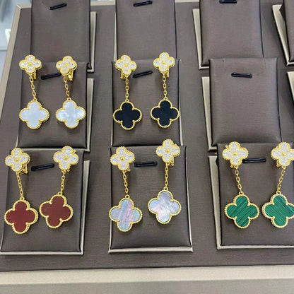 [Cadisa]CLOVER  2 MOTIFS  DIAMOND  EARRINGS (MULTIPLE CHOICESç´