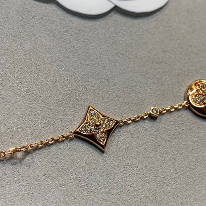 [Cadisa]STAR AND SUN 4 MOTIFS GOLD DIAMONDS BRACELET