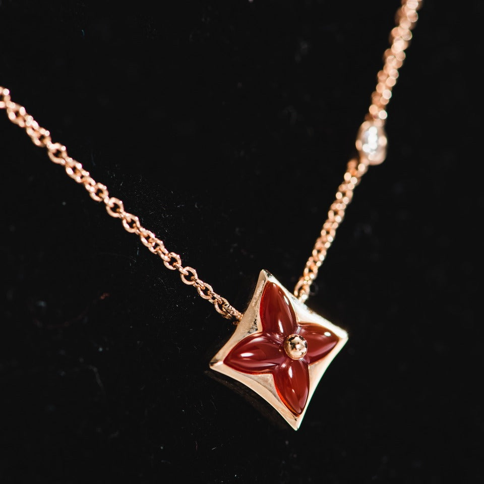 [Cadisa]STAR NECKLACE PINK GOLD 1 DIAMOND
