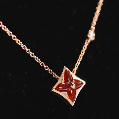 [Cadisa]STAR NECKLACE PINK GOLD 1 DIAMOND