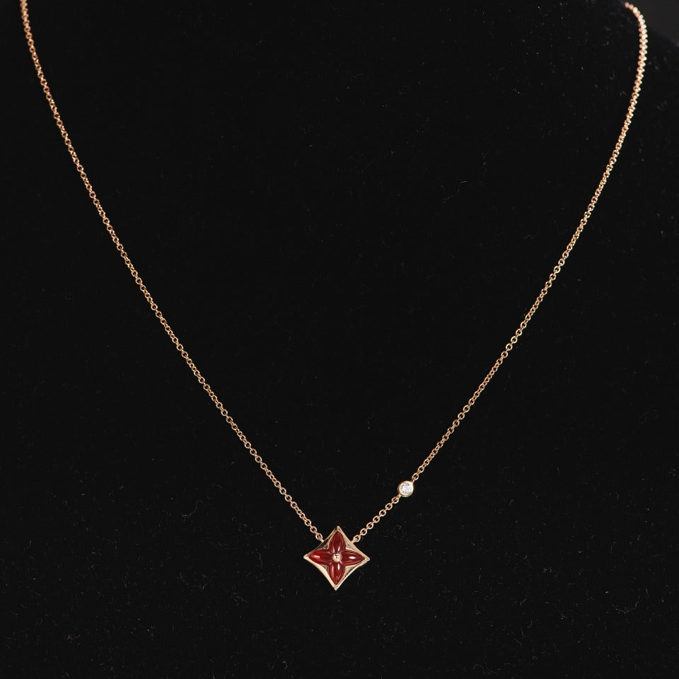 [Cadisa]STAR NECKLACE PINK GOLD 1 DIAMOND
