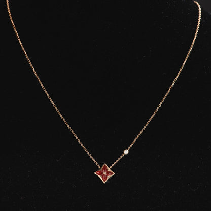 [Cadisa]STAR NECKLACE PINK GOLD 1 DIAMOND