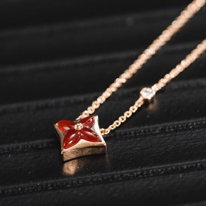 [Cadisa]STAR NECKLACE PINK GOLD 1 DIAMOND