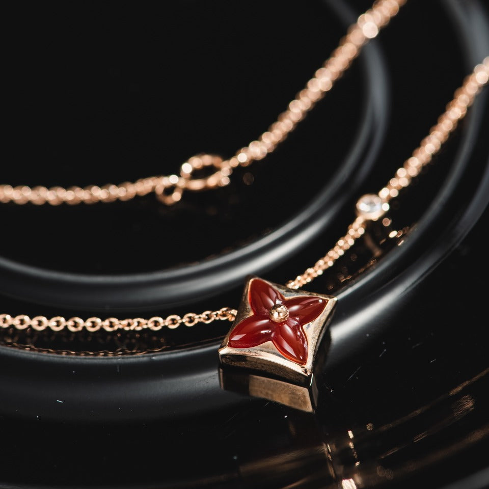 [Cadisa]STAR NECKLACE PINK GOLD 1 DIAMOND