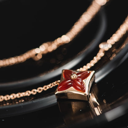 [Cadisa]STAR NECKLACE PINK GOLD 1 DIAMOND