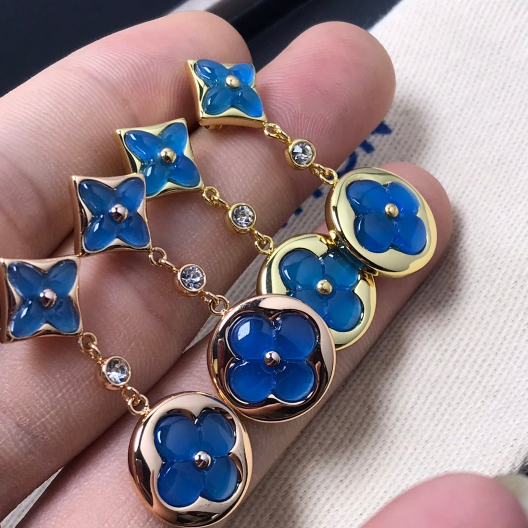 [Cadisa]STAR AND SUN AGATE DIAMOND EARRINGS