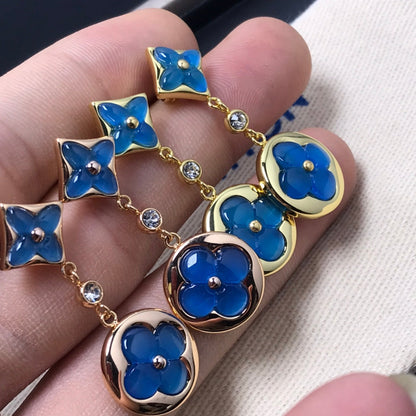 [Cadisa]STAR AND SUN AGATE DIAMOND EARRINGS