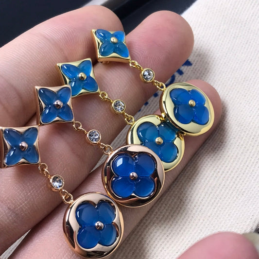 [Cadisa]STAR AND SUN AGATE DIAMOND EARRINGS