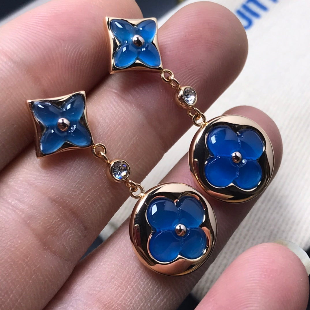 [Cadisa]STAR AND SUN AGATE DIAMOND EARRINGS