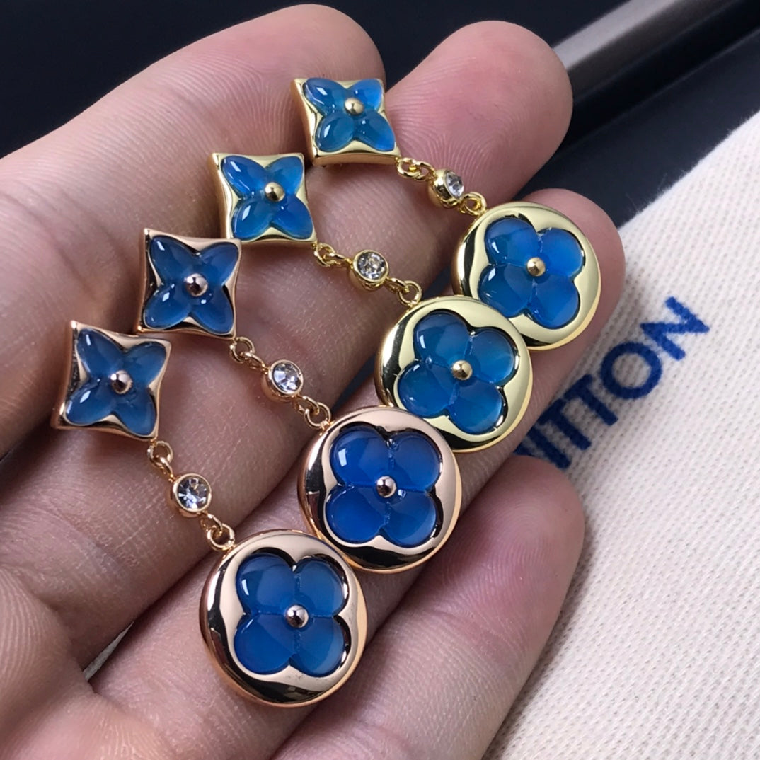 [Cadisa]STAR AND SUN AGATE DIAMOND EARRINGS