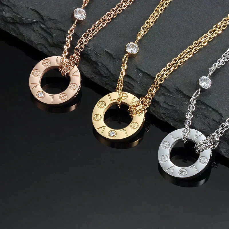 [Cadisa] LOVE NECKLACE 16MM 2 DIAMONDS