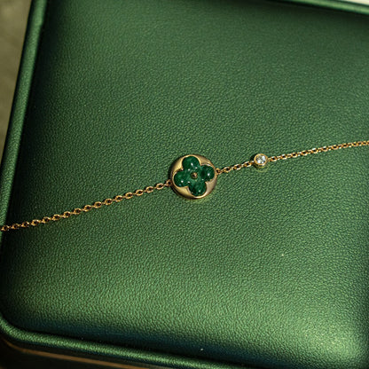 [Cadisa]SUN MALACHITE 1 DIAMOND PINK GOLD BRACELET
