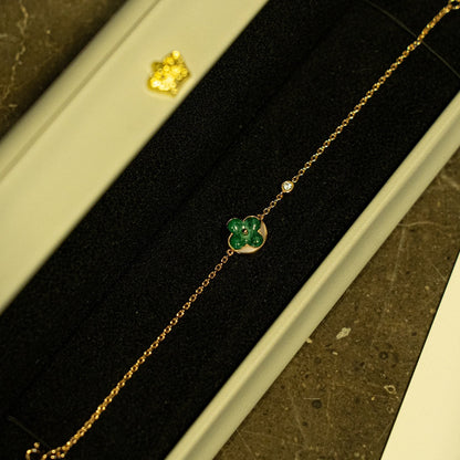 [Cadisa]SUN MALACHITE 1 DIAMOND PINK GOLD BRACELET