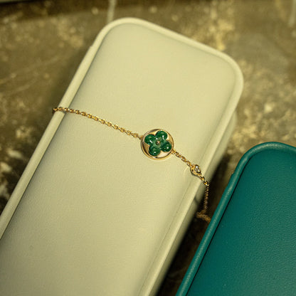 [Cadisa]SUN MALACHITE 1 DIAMOND PINK GOLD BRACELET