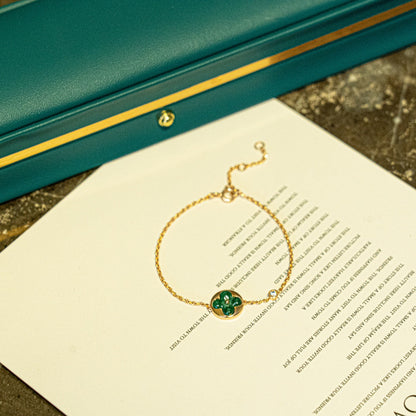 [Cadisa]SUN MALACHITE 1 DIAMOND PINK GOLD BRACELET