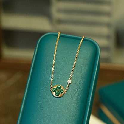 [Cadisa]SUN MALACHITE 1 DIAMOND PINK GOLD BRACELET