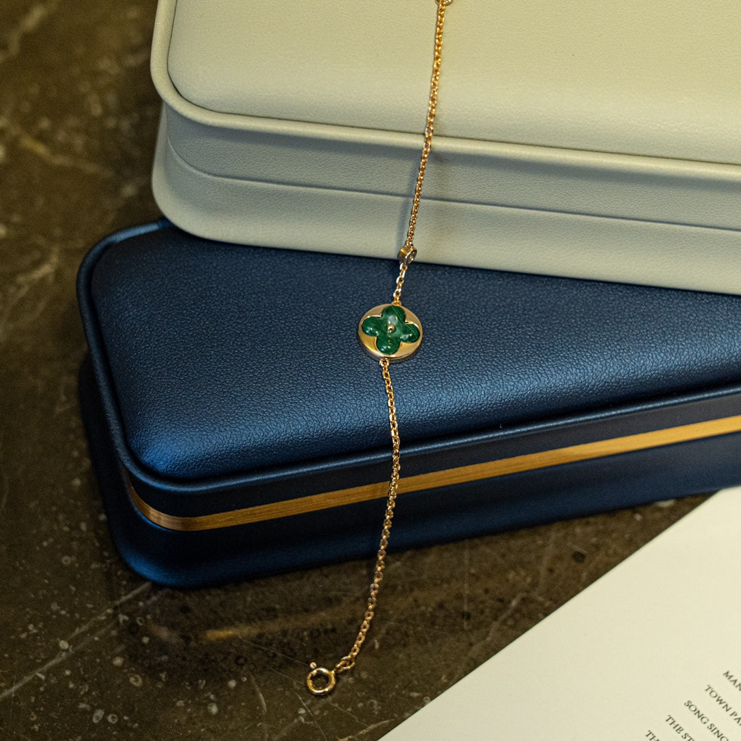 [Cadisa]SUN MALACHITE 1 DIAMOND PINK GOLD BRACELET
