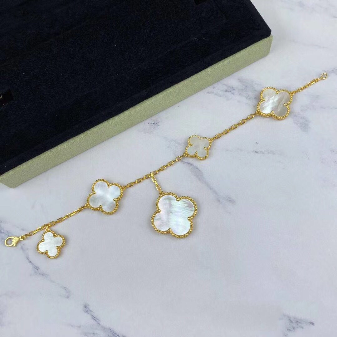 [Cadisa]MAGIC CLOVER MOP GOLD BRACELET 5 MOTIFS