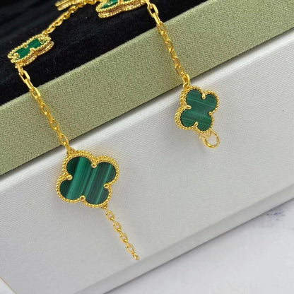 [Cadisa]MAGIC CLOVER MALACHITE GOLD BRACELET 5 MOTIFS