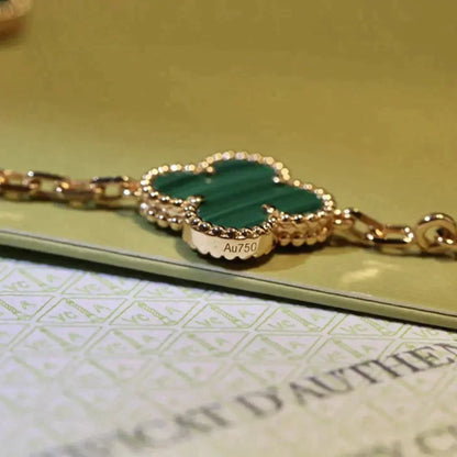 [Cadisa] CLOVER 5 MOTIF MALACHITE BRACELET COLLECTION