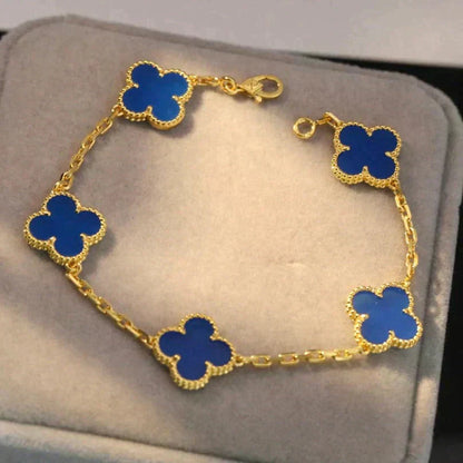 [Cadisa] CLOVER 5 MOTIF BLUE AGATE BRACELET COLLECTION