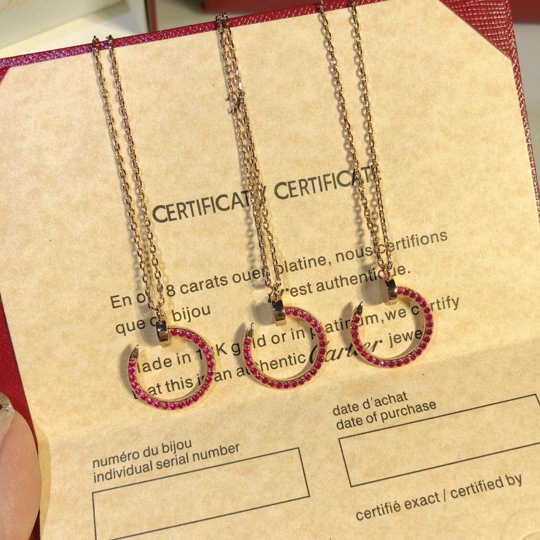 [Cadisa] JUSTE NECKLACE RED FULL DIAMONDS
