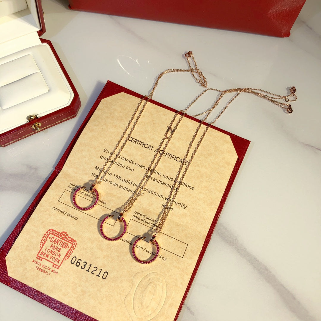 [Cadisa] JUSTE NECKLACE RED FULL DIAMONDS