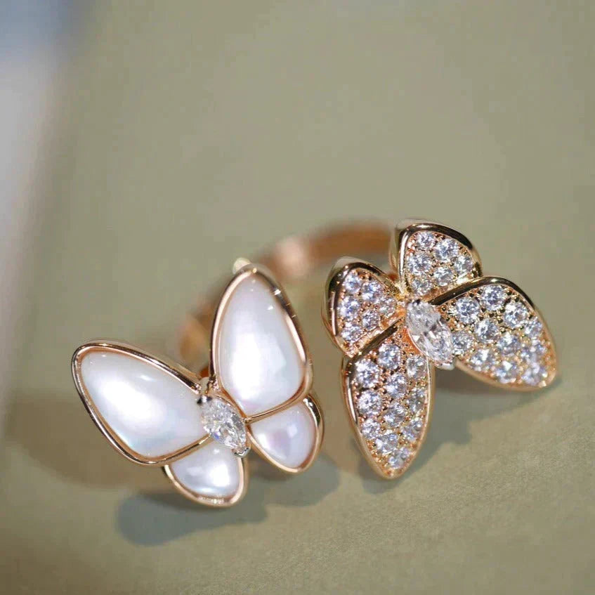 [Cadisa]TWIN BUTTERFLY DIAMOND MOP RING