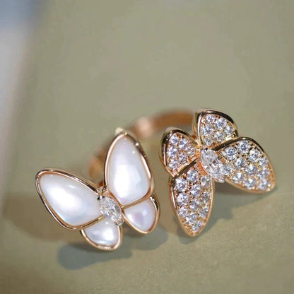 [Cadisa]TWIN BUTTERFLY DIAMOND MOP RING