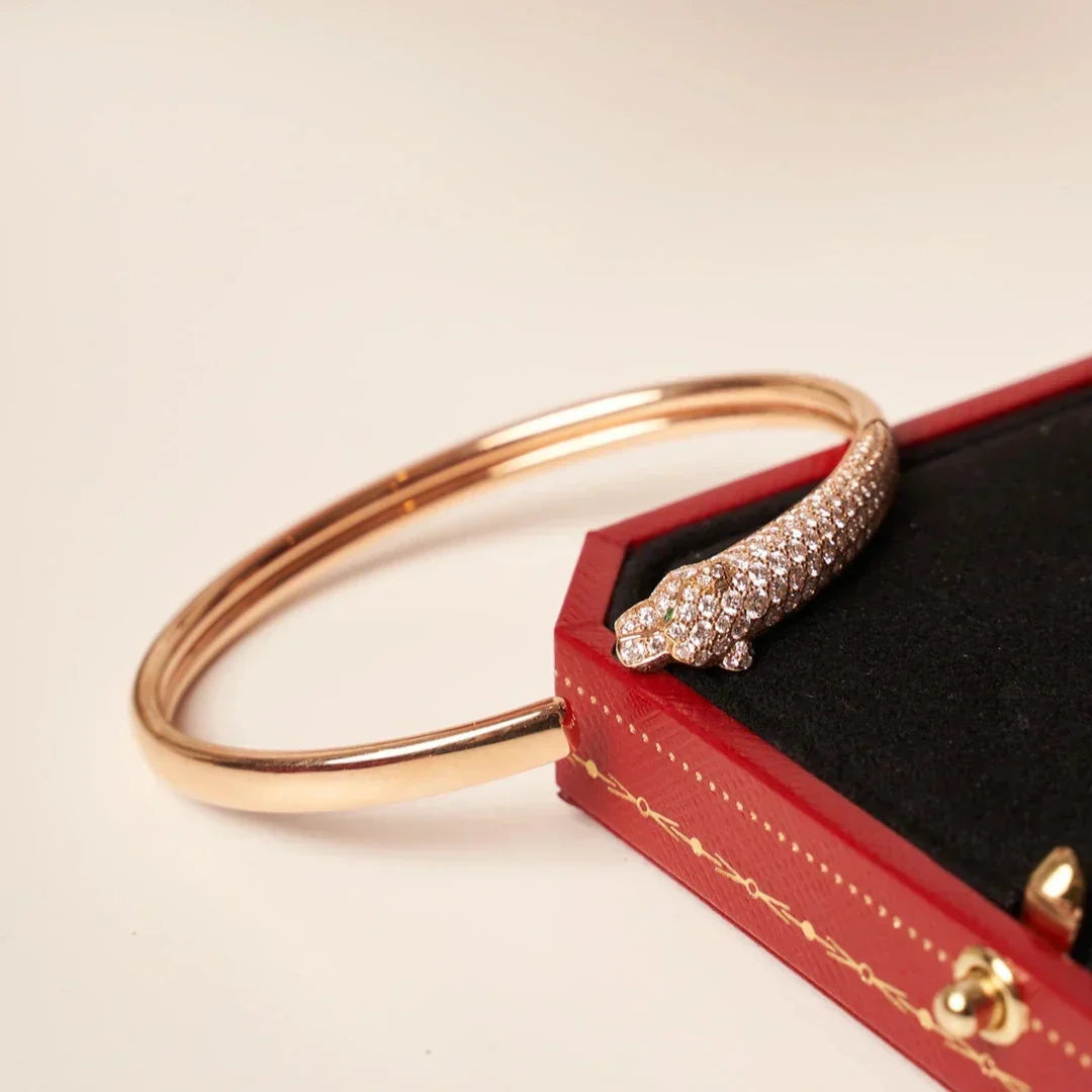 [Cadisa] PANTHERE HALF DIAMOND OPEN BRACELET