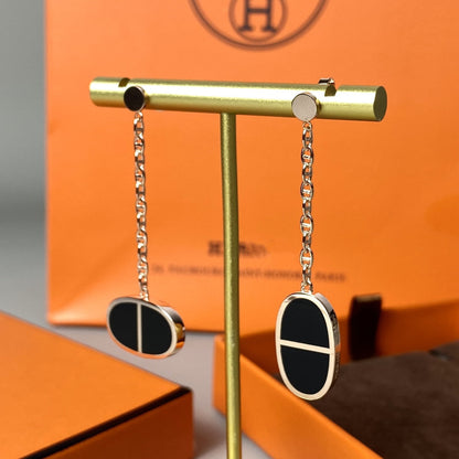 [Cadisa]CHAINE VERSO BLACK CERAMIC EARRINGS