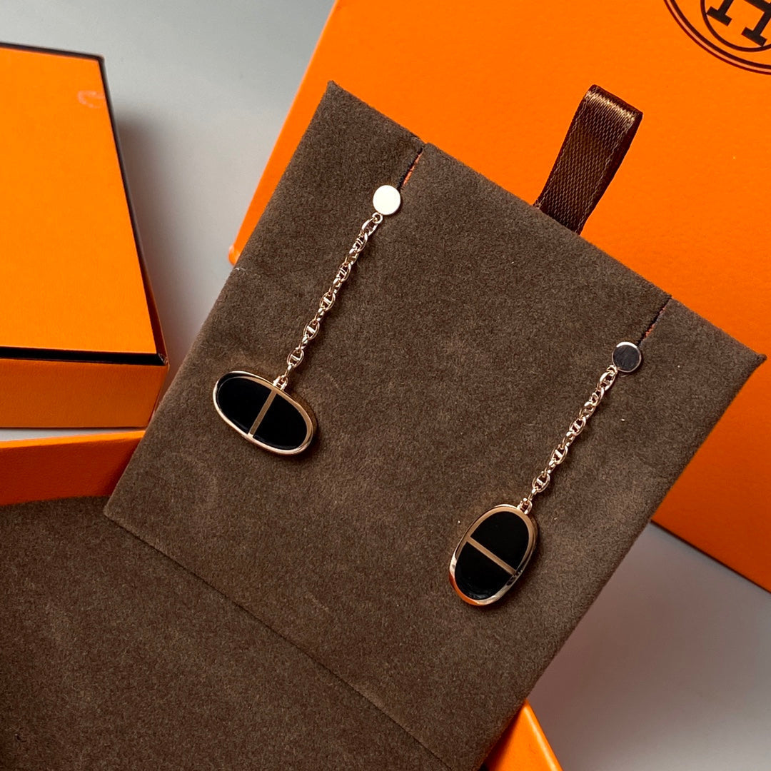 [Cadisa]CHAINE VERSO BLACK CERAMIC EARRINGS