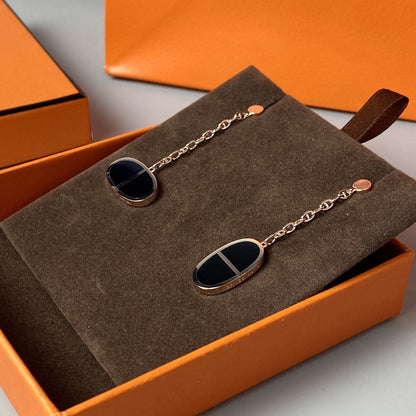 [Cadisa]CHAINE VERSO BLACK CERAMIC EARRINGS
