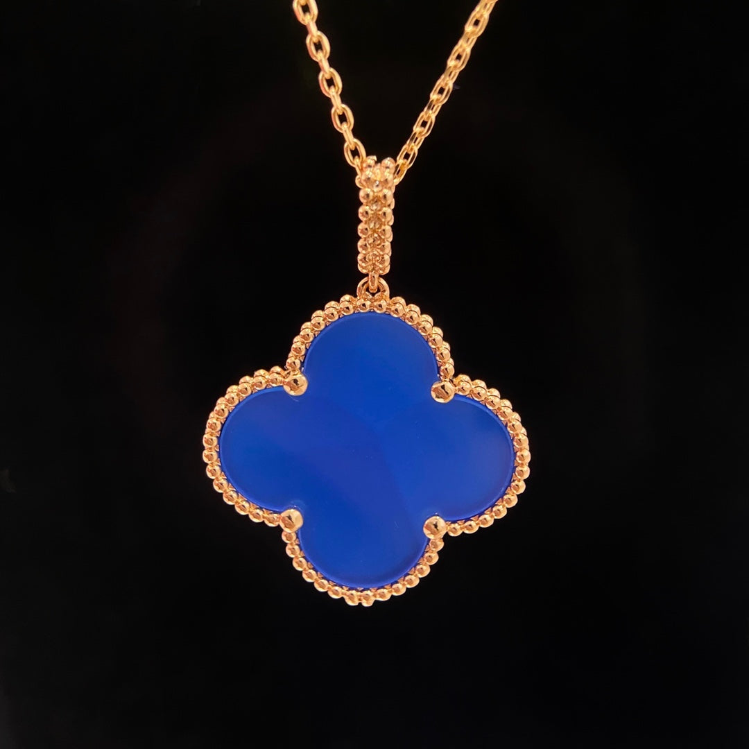 [Cadisa]CLOVER 25MM NECKLACE TURQUOISE ROSE GOLD