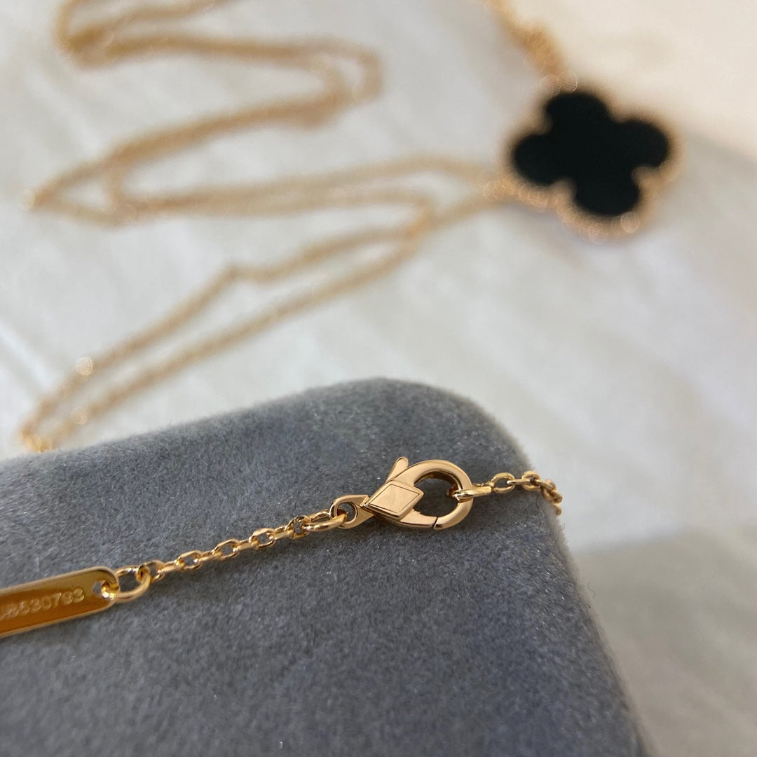 [Cadisa]CLOVER 25MM NECKLACE GOLD ONYX