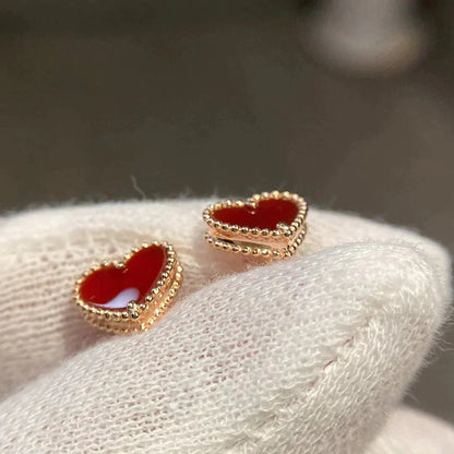 [Cadisa]HEART CARNELIAN STUD EARRINGS