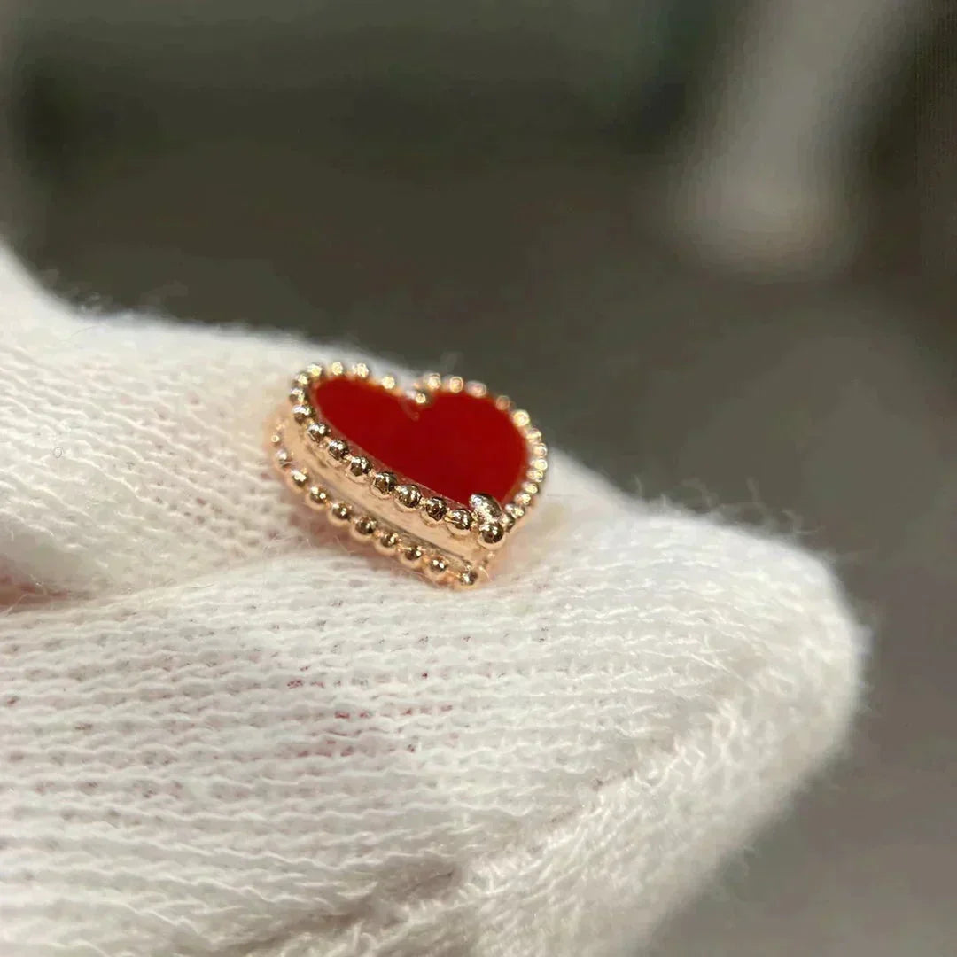 [Cadisa]HEART CARNELIAN STUD EARRINGS