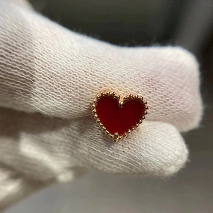 [Cadisa]HEART CARNELIAN STUD EARRINGS