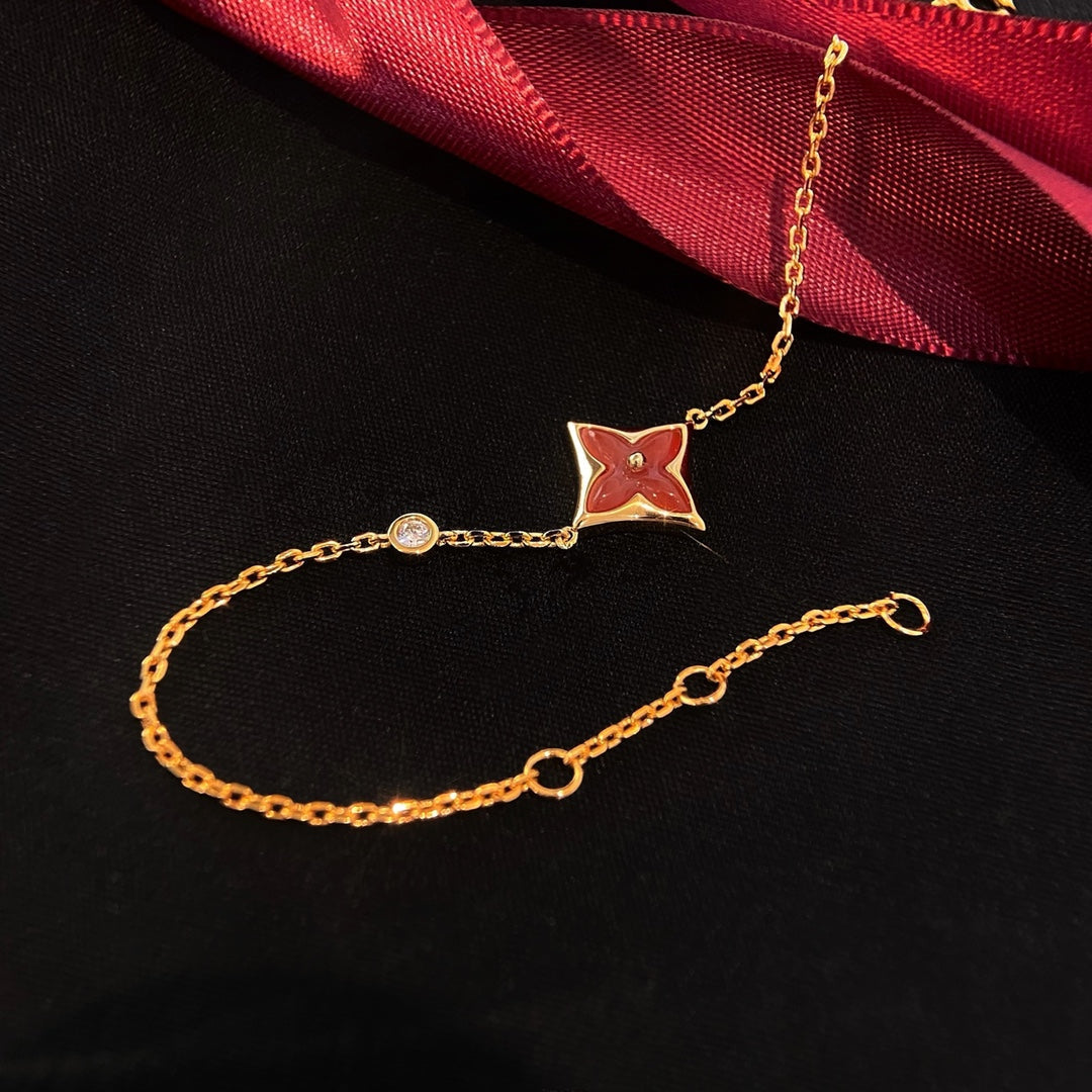 [Cadisa]COLOR STAR CARNELIAN PINK GOLD DIAMOND BRACELET