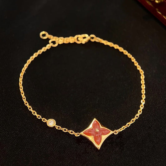[Cadisa]COLOR STAR CARNELIAN PINK GOLD DIAMOND BRACELET