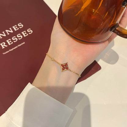 [Cadisa]COLOR STAR CARNELIAN PINK GOLD DIAMOND BRACELET