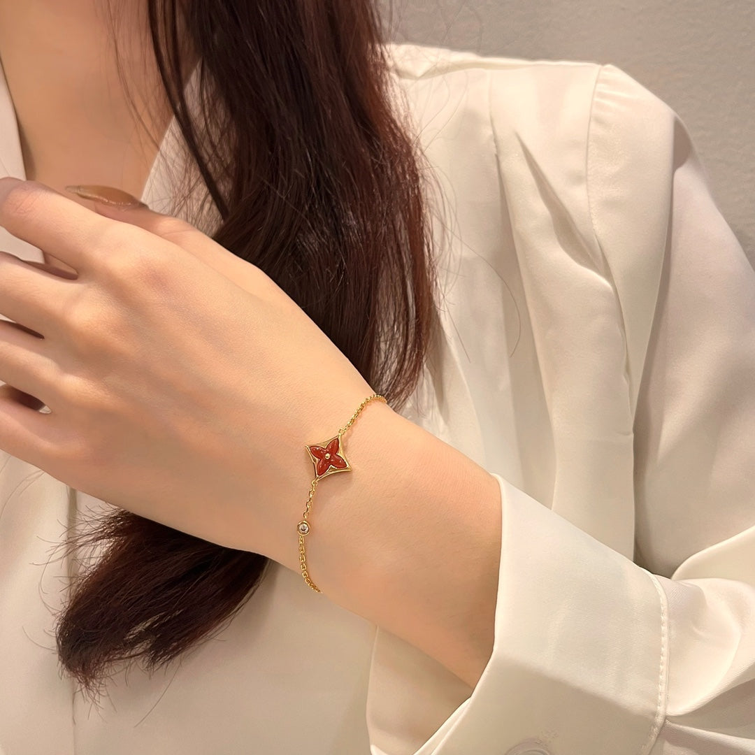 [Cadisa]COLOR STAR CARNELIAN PINK GOLD DIAMOND BRACELET